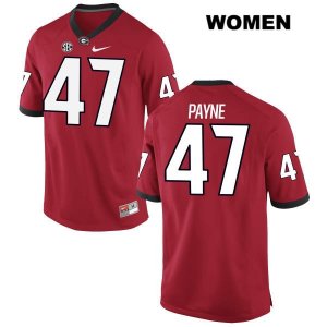 Women's Georgia Bulldogs NCAA #47 Christian Payne Nike Stitched Red Authentic College Football Jersey DPI3354YL